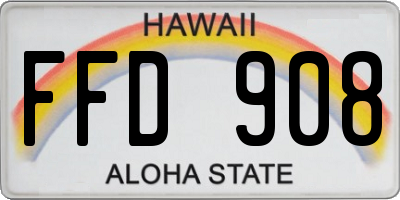 HI license plate FFD908