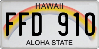 HI license plate FFD910