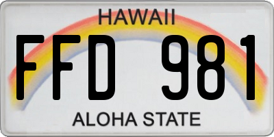HI license plate FFD981