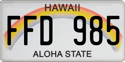 HI license plate FFD985