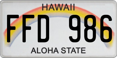 HI license plate FFD986