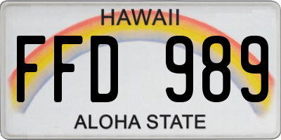 HI license plate FFD989