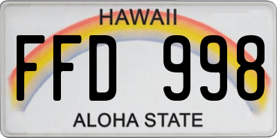 HI license plate FFD998