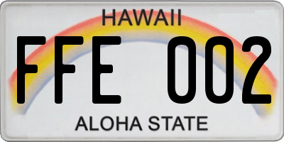 HI license plate FFE002