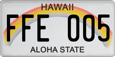 HI license plate FFE005