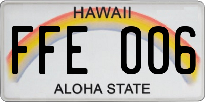 HI license plate FFE006