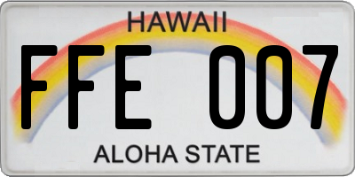 HI license plate FFE007