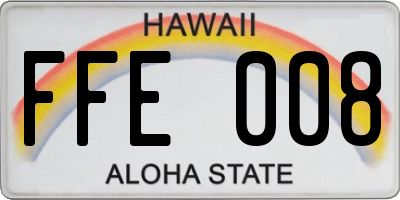 HI license plate FFE008