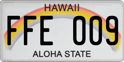 HI license plate FFE009