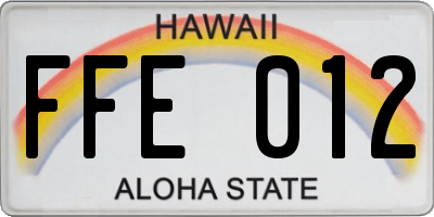 HI license plate FFE012