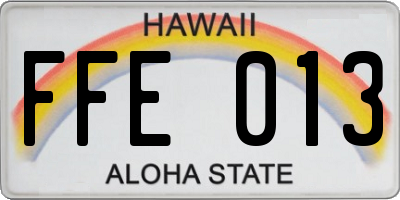 HI license plate FFE013