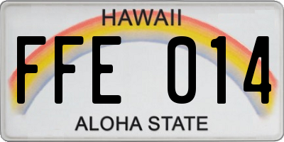 HI license plate FFE014