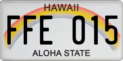HI license plate FFE015