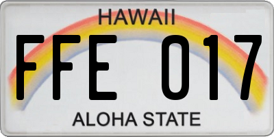 HI license plate FFE017