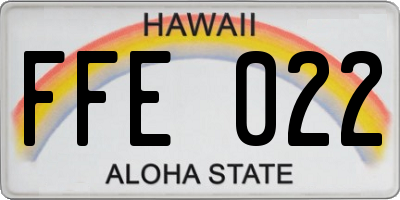 HI license plate FFE022