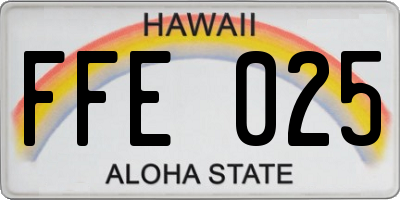 HI license plate FFE025