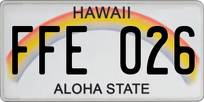 HI license plate FFE026