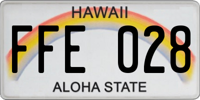 HI license plate FFE028