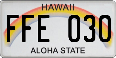 HI license plate FFE030