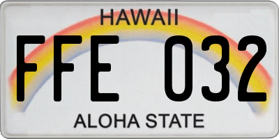 HI license plate FFE032