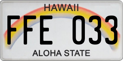 HI license plate FFE033