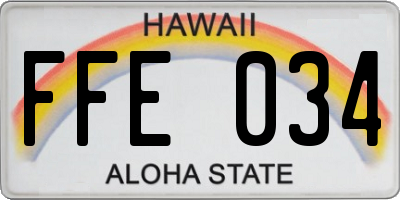 HI license plate FFE034