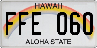 HI license plate FFE060