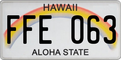 HI license plate FFE063