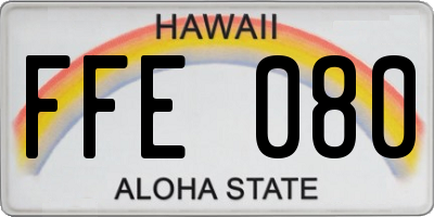 HI license plate FFE080