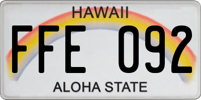 HI license plate FFE092