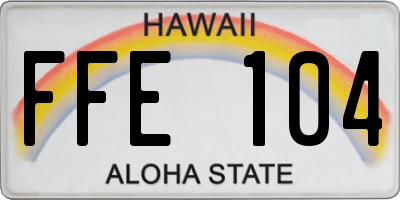 HI license plate FFE104
