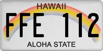 HI license plate FFE112