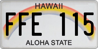 HI license plate FFE115