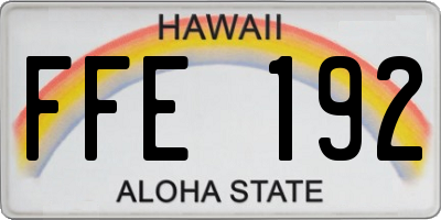 HI license plate FFE192