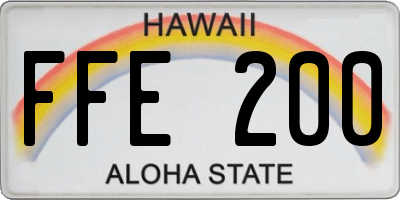 HI license plate FFE200
