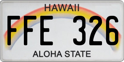HI license plate FFE326