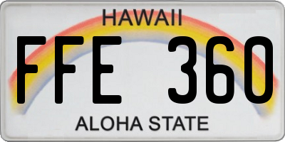 HI license plate FFE360