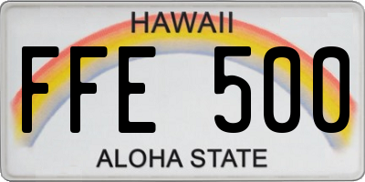 HI license plate FFE500