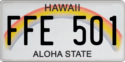 HI license plate FFE501