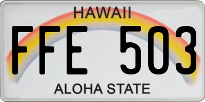 HI license plate FFE503