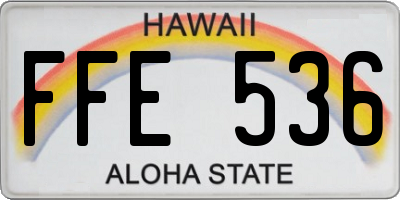 HI license plate FFE536