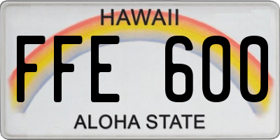 HI license plate FFE600