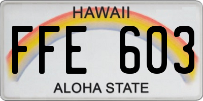 HI license plate FFE603
