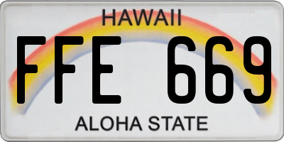HI license plate FFE669