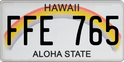 HI license plate FFE765