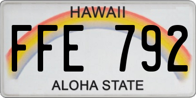 HI license plate FFE792