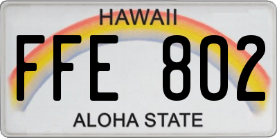 HI license plate FFE802
