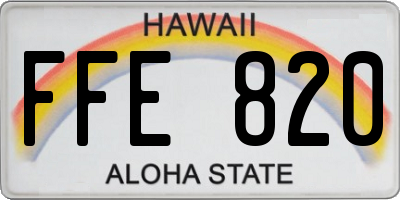 HI license plate FFE820