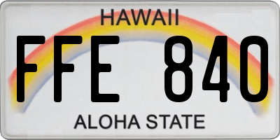 HI license plate FFE840