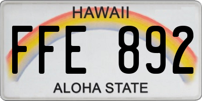 HI license plate FFE892
